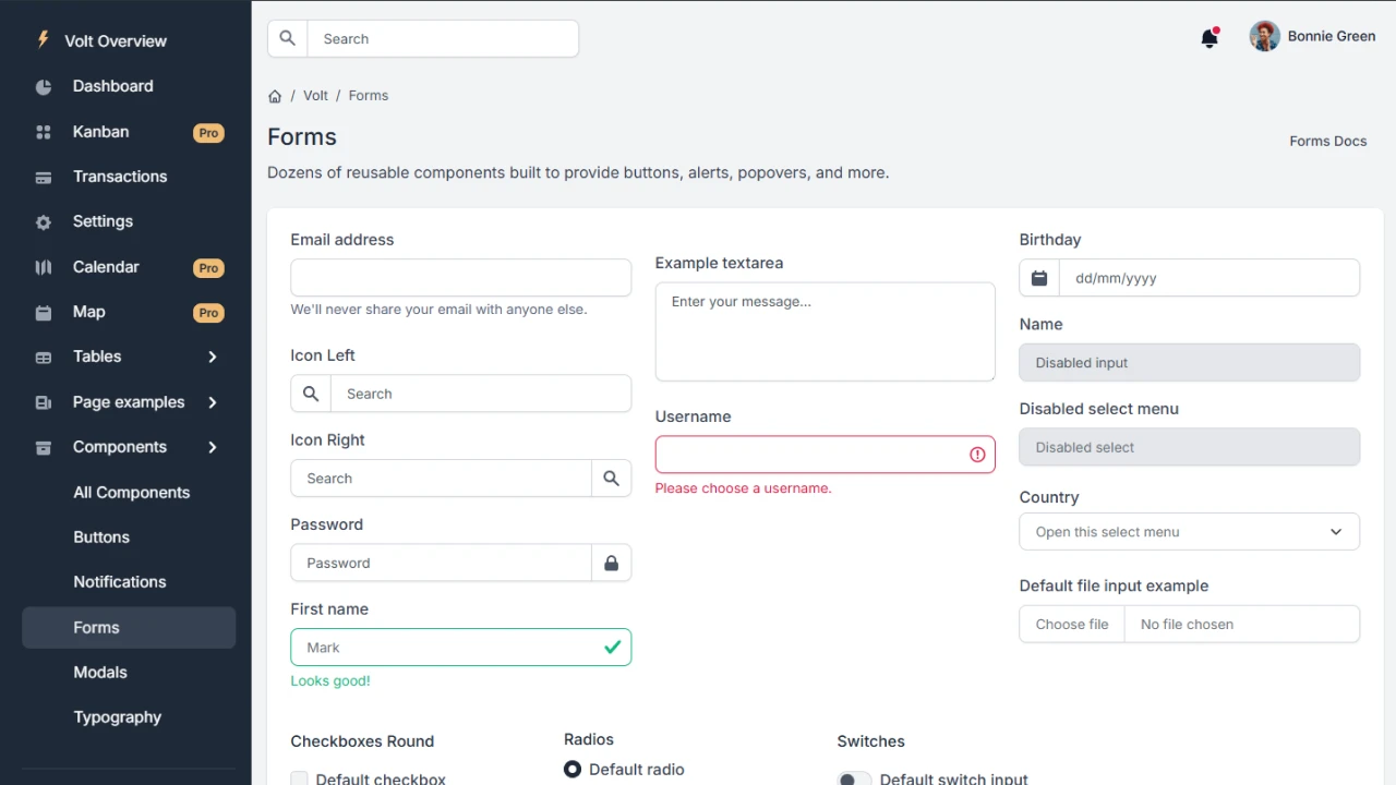 Volt Bootstrap Form Template