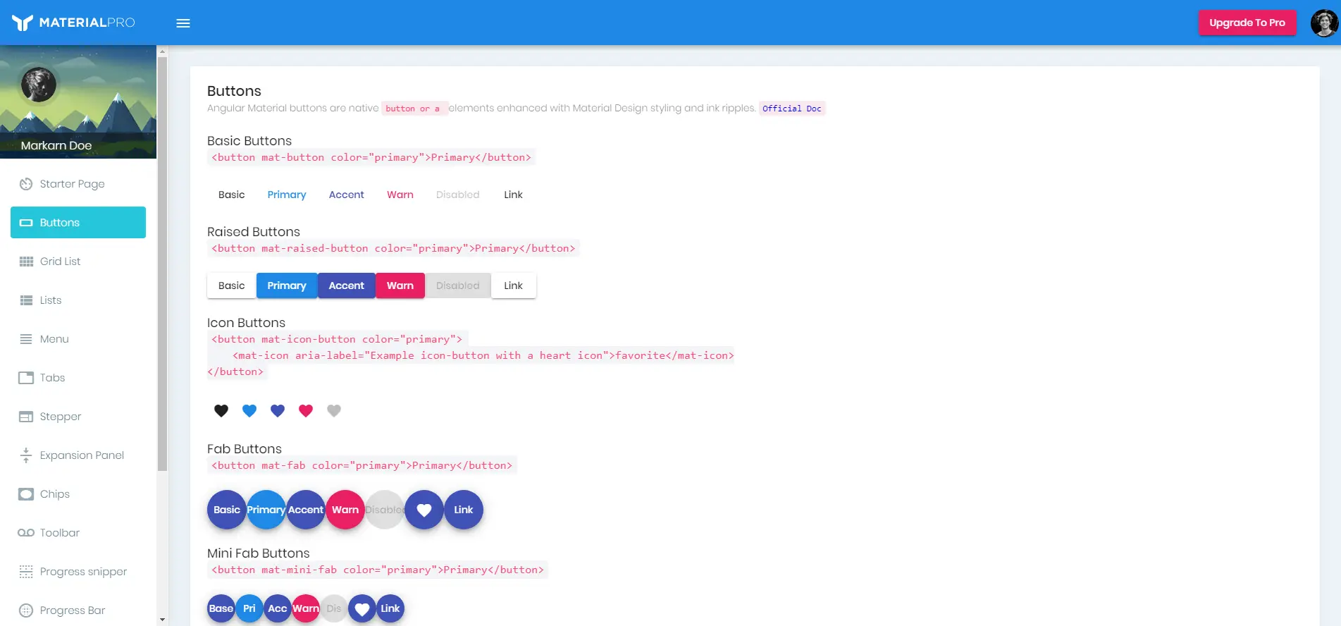MaterialPro Angular 8 Lite