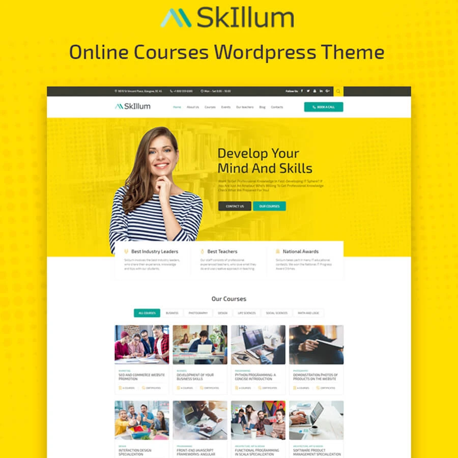SkIllum - Online Courses Elementor WordPress Theme