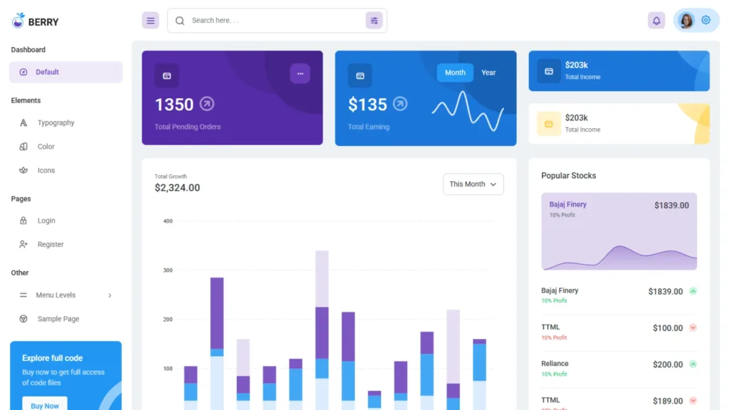 Download Best Free Bootstrap 5 Templates with Full Source Code from GitHub 4 Berry Bootstrap 5 Free Admin Template