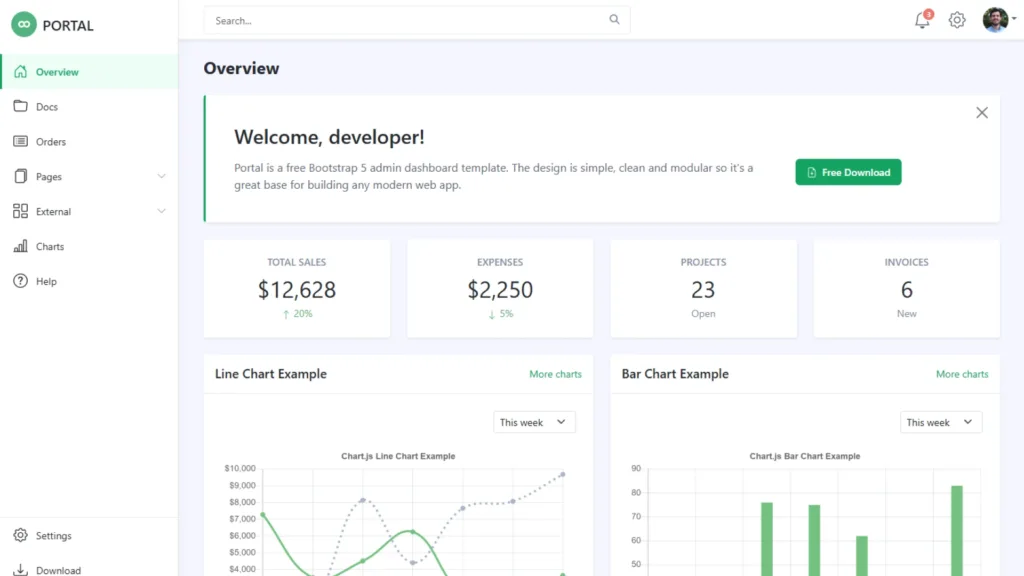 Download Best Free Bootstrap 5 Templates with Full Source Code from GitHub 12 Portal