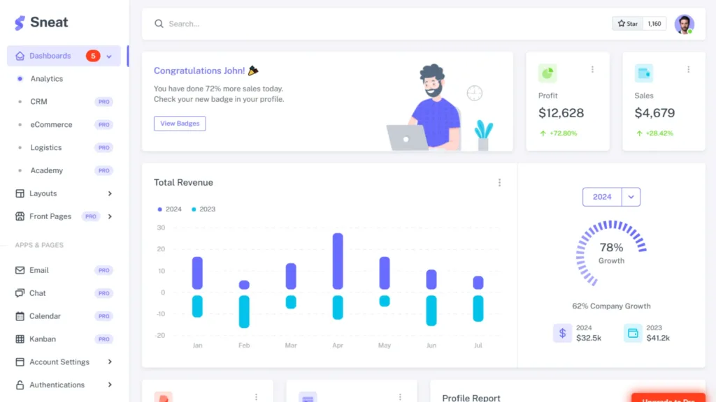 Download Best Free Bootstrap 5 Templates with Full Source Code from GitHub 10 Sneat Dashboard FREE